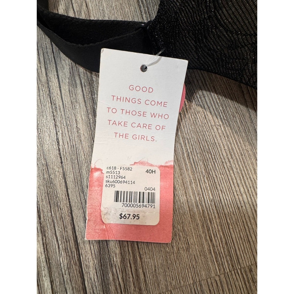 Cacique Invisible Lace Backsmoother Bra 40H Black Floral Full Coverage NWT - Picture 12 of 12